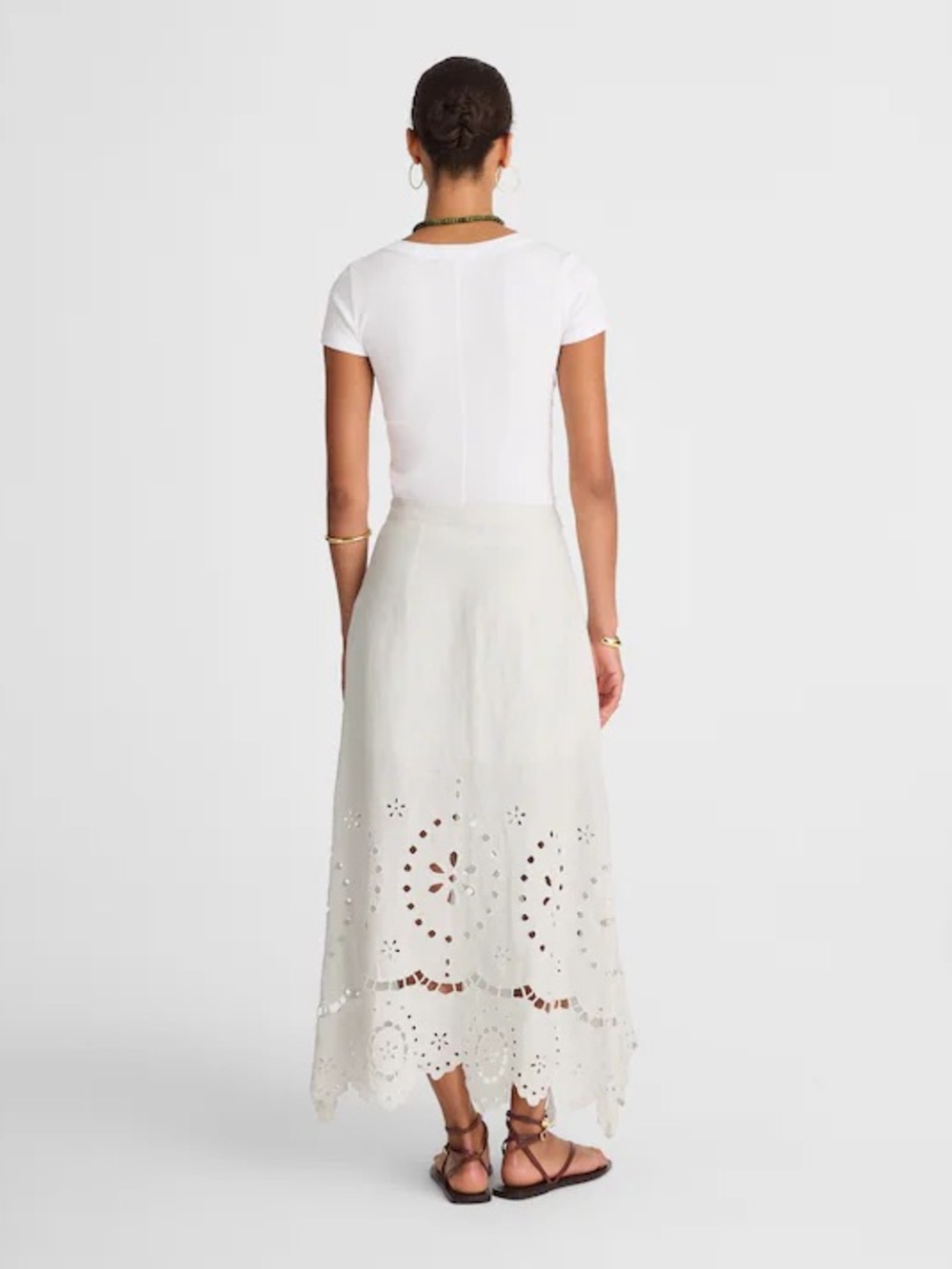 Madewell NWT Eyelet Embroidered Maxi Skirt Size 6 in Salt - Picture 4 of 16
